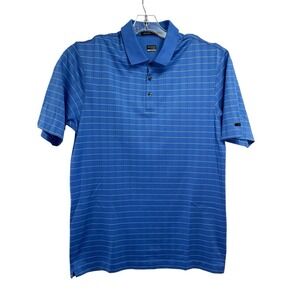 TigerWoods Collection  Mens Sz Medium Blue Striped Golf Polo Shirt (P41) NW/OTs